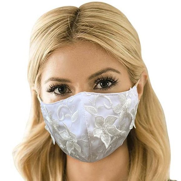 2 White Lace Linen Face mask, Art face mask - Picture 5 of 7